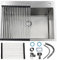 ASKLFNEI Evier Cuisine 1 Bac, Grand Evier INOX avec Filtre De Vidange, Bol Unique Rectangulaire Lavabo Cuisine, Évier À Encastrer avec Trop-Plein(Silver,60x45cm)