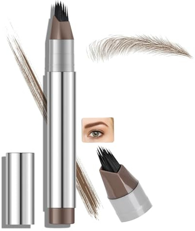 Waterproof Eyebrow Pencil with Multi-Fork Brush Tip, Sweat-Proof, Long-Lasting Eyebrow Pen, Dark Angled Brow Brush for Natural Hair-Like Strokes, Quick-Drying & Smudge-Free Makeup (Yellow Brown)