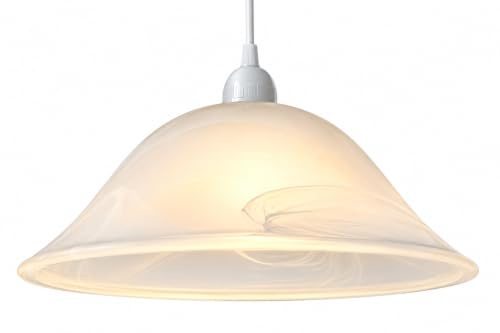 Loxton Lighting Large Murano Style Glass Pendant Light Shade, 33.5 cm Diameter, White, Easy Fit Installation, E27/B22 Compatible (MGL33)