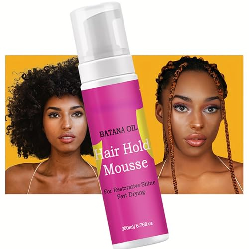 Batana Oil Braid Mousse for Braids, Anti-Frizz Hair Styling Curl Mousse for Curly Hairs, Braiding Hair Foam for Locks, Twists, No Flake Extra Hold High Shine Style and Moisturizes