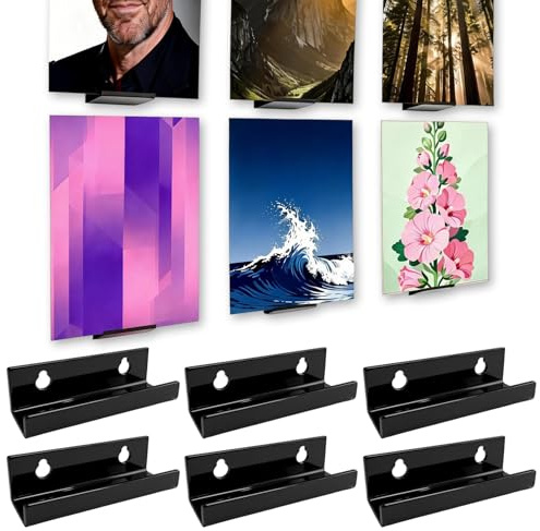 Voltrique 6PCS Vinyl Wall Mount Record Shelf for Albums LP Minimalist Record Wall Mount Storage Rack Minimalist Record Storage Set for CD Display in Office Home Music Room Decor Easy to Install Black