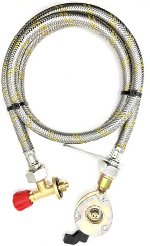 DN Autogas Parts Tuyau de recharge GPL 1,5 m - Flexible en acier renforcé - Type 901 904 907 - Vanne d'arrêt manuelle pour gaz de camping - 16 mm à 20 mm - Cylindre à clipser
