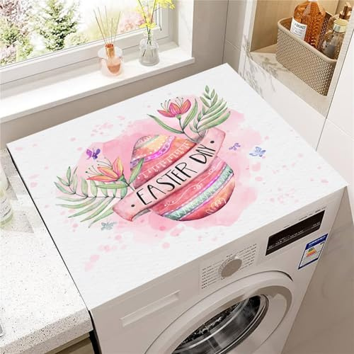 FANSU Cubierta Superior para Lavadora, Huevo de Pascua Primavera Protector Superior para Lavadora Absorbente Secado Rápido Cubierta para Secadora Antipolvo Funda Secadora (Primavera,30x40cm)