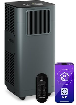 Klarstein Breeze Box Mobile Klimaanlage – 11.000 BTU, Für Räume bis 51 m², 3-in-1: Kühlung, Entfeuchter & Ventilator, Energieeffizienzklasse A, Smart App & Sprachsteuerung, Abluftschlauch, Anthrazit