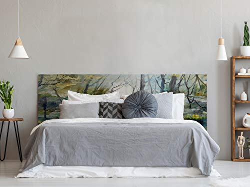 Kopfteil Bett Pappe Ecologico Malerei Wald | leicht anzubringen | Deko Zimmer | Gründe paisajisticos | Natur | Bewaffnet | mehrfarbig | Elegantes Design | 150x60cm