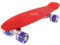 FunTomia 57cm Mini-Cruiser Board Skateboard mit oder ohne LED Leuchtrollen inkl. Aluminium Truck, ABEC-9 Kugellager und T-Tool (Rot transparent mit Blaue LED Rollen)
