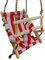 Columpio para bebé de madera y tela, color rojo y blanco