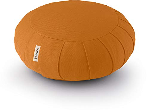 basaho CLASSIC Zafu Meditationskissen Yogakissen | Bio-Baumwolle | Buchweizenschalen | Abnehmbarer und waschbarer Bezug (Mango)