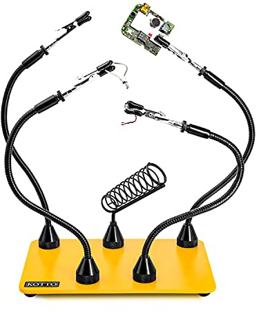 Fstop Labs Third Hand Soldering Tool Leiterplattenhalter Vier flexible Metallarme auf Magnetbasis Helfen Hände Handwerk Schmuck Hobby Werkstatt Helfen Station Rutschfester Stahl Gewichtete Basis