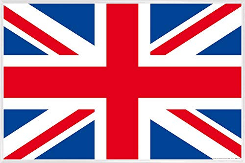 1art1 Flaggen Der Welt Poster Plakat | Bild und Kunststoff-Rahmen - Großbrittanien Länder-Flagge, Union Jack (91 x 61cm)