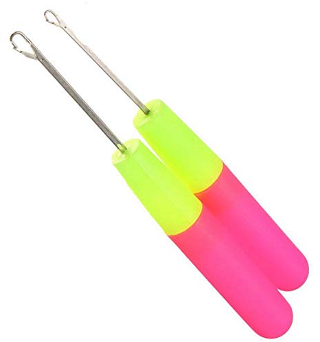 2 x Knüpfhaken-Werkzeug, Knüpfhaken, Häkelnadel für Mikro-Zöpfe, Haarverlängerung, Federn und Teppich
