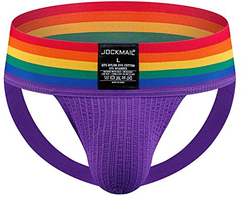 JOCKMAIL Herren Slip Suspensorium Breit Gürtel Athletisch Unterstützer Rainbow Baumwolle Herren Sport Unterwäsche Suspensorium zum Fitnessstudio Sport
