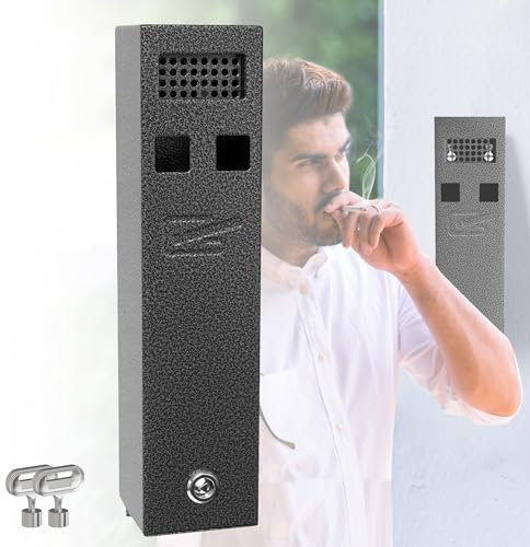 Wall Mounted Cigarette Bin Outdoor, Smoking Bin, Heavy Duty Steel Wall Mounted Ashtray Outdoor, for Public Areas, Pubs, Restaurants, Clubs, Courtyard