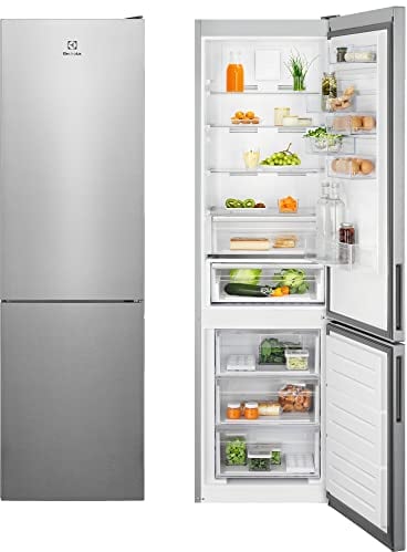 Electrolux LNC7ME36X2 Frigorifico Combi, 2,01 m, Puerta Plana, Twintech No Frost, Cooling 360° MultiFlow, Cajón ExtraChill, Display LED Táctil, Tirador Integrado, 38db, Inox Antihuellas, Clase E