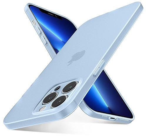 QLTYPRI Ultra Thin Case for iPhone 13 Pro Max with Full Coverage Camera Protection, Translucent Matte Slim Lightweight Soft Silicone TPU Bumper Shockproof Phone Case Cover for iPhone 13 Pro Max – Blue