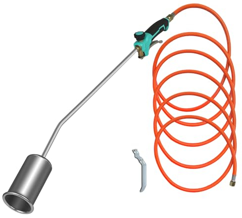 MUOHAVA Industrial Gas-Abflammgerät,Gasbrenner für Gasflasche mit 5m Meter Schlauch, Dachbrenner Anzünder Anwärmbrenner,Unkraut Entferner Gerät