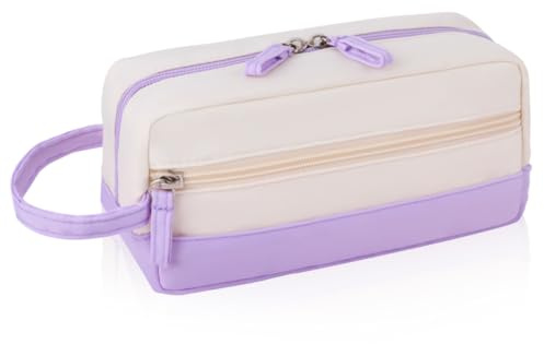 iSuperb Federmäppchen Mädchen Mäppchen Jungen Studenten Federmappe Unisex Stifte Organizer Kosmetiktasche klein Leinen Federtasche für Damen Einschulung Geschenk Schulsachen (lila)