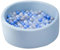 simpa Round Pastel Blue Soft Foam Ball Pit with 200 Balls - Dimensions 90cm (Dia) x 30cm (H)