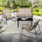 ML-Design Gartenmöbel Set 4-TLG, Taupe, Balkonmöbel aus Stahl & Textilene für 4 Personen, Garten Sitzgruppe mit Glastisch, Sofa und 2 Sesseln, wetterfest, Gartengarnitur Outdoor für Balkon, Terrasse