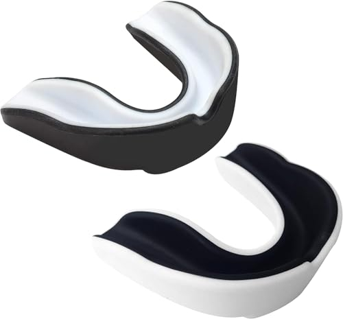 Zahnschutz, Mundschutz Boxen,Erwachsene Sport Mundschutz für Boxen, MMA, Kampfsport, Hockey, Football, 2 Stücke, SchwarzWeiß