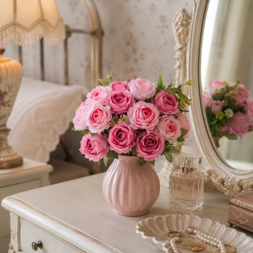 astylishome Artificial Flowers Fake Peony Bouquet Decor Plastic Daisy Realistic Flower Arrangements Wedding Decoration Table Centerpieces for Home Office Party Decor 1815