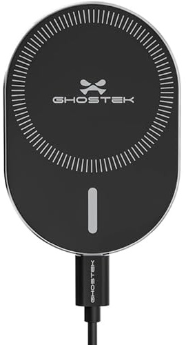 Ghostek NRGmount 2 Magnetische Autohalterung mit MagSafe für iPhone 15/14/13/12 Serie, 15W kabelloses Laden, Einstellbare 360° Drehung, Lüftungsschlitz & Armaturenbrett-Saugnapfhalterung (Schwarz,