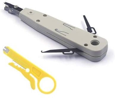Herramienta de Impacto RJ45 - LSA Insertadora tipo para la Instalación de Módulo RJ45 - Cat 5/6/6a - IDC Herramienta de Montaje con Mini Pelacables (Gris)