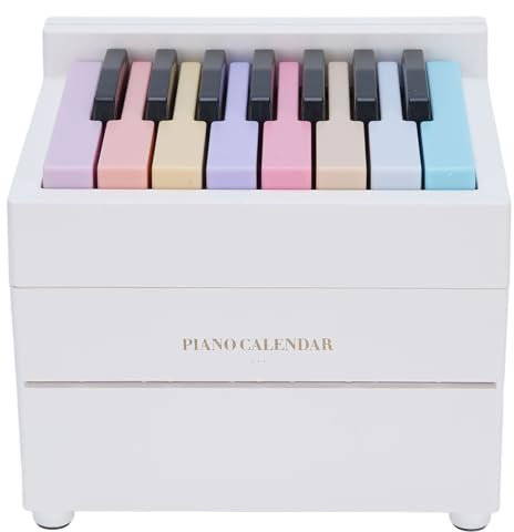 Klavierkalender 2025, Spielbarer Musikkalender mit 27 Karten, Mini Electronic Piano für Office Desk & Home Decoro (WHITE)