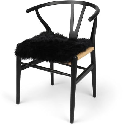 Nordic Sheep Lammfell Sitzauflage 40x40 cm für Stühle & Sofa, Schwarz