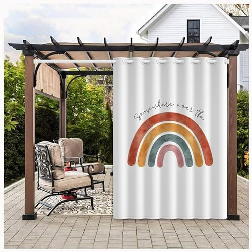 MyNvy sichtschutz terrasse Outdoor Vorhang 2 Stücke Outdoorvorhänge Wetterfest mit Ösen, Wasserdicht Outdoor Außen Gardine für Garten Terrasse Pavillon Veranda Balkon(Color:f,Size:1.8 * 2.5m)