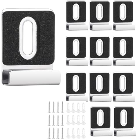 LAKPYN 12 Pezzi ganci per specchio a muro, Supporto Specchio, Ganci per Quadri, Acciaio Inossidabile Clip di Fissaggio Pesanti, Quadrato Gancio Porta Specchio, con Tubo di Espansione e Viti(Argento)