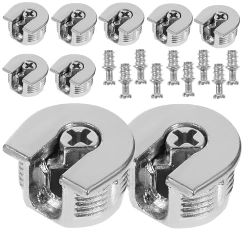 Schrankverbinder, Möbelverbinder aus Zinklegierung mit Schrauben | Schrank und Kommode, Silber, 6mm Schrauben, Einfache Montage, Hohe Tragkraft, 10 Stück