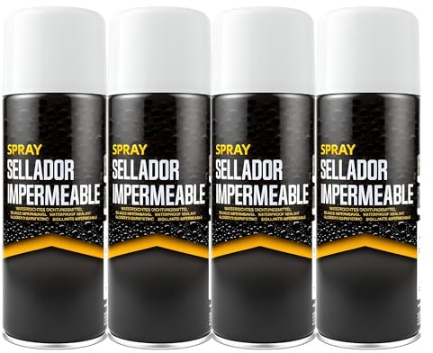 Etrexonline Spray Sellador Impermeable Blanco 400 ml, para Grietas y Fugas, Secado Rápido, Alta Adherencia, para Metal, Madera, PVC y Cemento, Uso Interior y Exterior, 4 x 400 ml