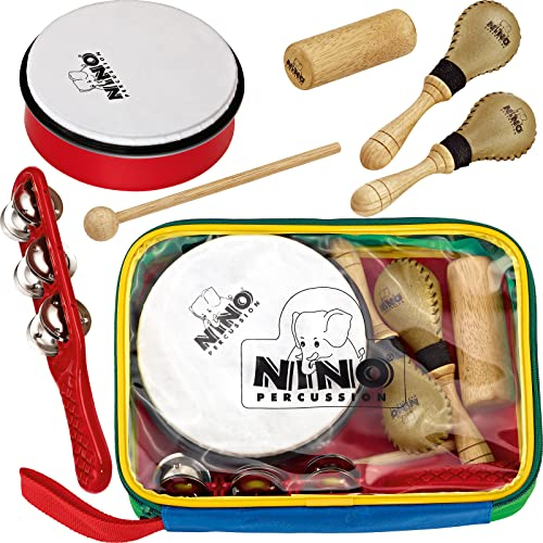 Nino Percussion NINOSET1 Percussion-Sortiment sechsteilig mit bunter Designtasche