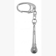 Fine Quality English Pewter Microphone Keyring, Lovely Gift Idea