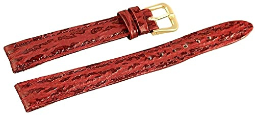 Excellanc -Uhrenarmband Ersatz Echt Leder Stegbreite 10-12 mm Dornschließe (Stegbreite: 12 mm, rot)