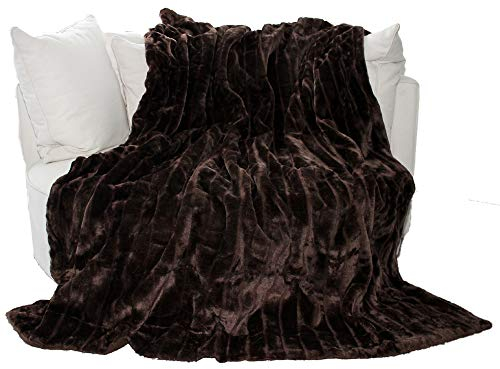 Brandsseller Felldecke 150 x 200 cm Hochwertige Kuscheldecke Sofa Decke Wohndecke Tagesdecke Flauschiges Kunstfell Braun
