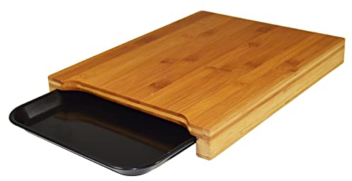 Jocca - Tabla de Cortar de Bambu con Bandeja Extraible para Cocina 36 x 27,5 x 4 cm