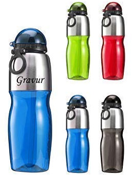 Schmalz® Trinkflasche mit Gravur Kunststoff mit Edelstahl-Applikation Isolierflasche Wandern Camping Outdoor graviert (grün)