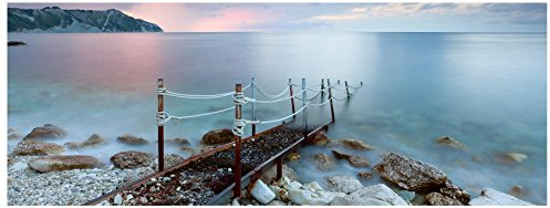 levandeo Glasbild 80x30cm Wandbild aus Glas Wasser Steg Ozean Meer Wanddekoration