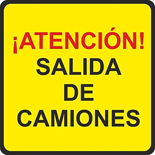 Normaluz V10034 - Señal Vial Cuadrada Atención Salida De Camiones Metalica Termolacada 50 cm