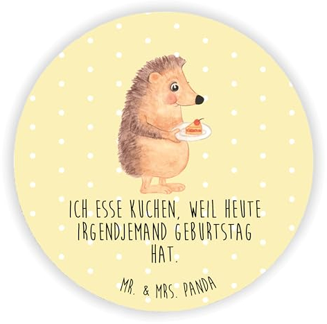 Mr. & Mrs. Panda Rund Magnet Igel Kuchenstück - Geschenk, Gute Laune, Tiere, Kühlschrankmagnet, Pinnwandmagnet, Motivmagnete, Dekomagnet, lustige