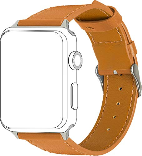 topp - Echtleder Armband für Apple Watch 38/40 mm, Karamel/Seam