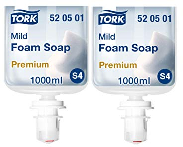 Tork 520501 milde Schaumseife Premium für Tork S4 Seifenspendersysteme/Weiße, sanfte Handseife für weiche und hygienisch gepflegte Hände / 1 x 1000ml (2000 ml)