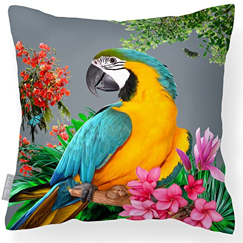 Izabela Peters Waterproof Cushions, 43 cm, Filled Outdoor Cushion, Princely Parrot - Grey, Garden Furniture Cushions