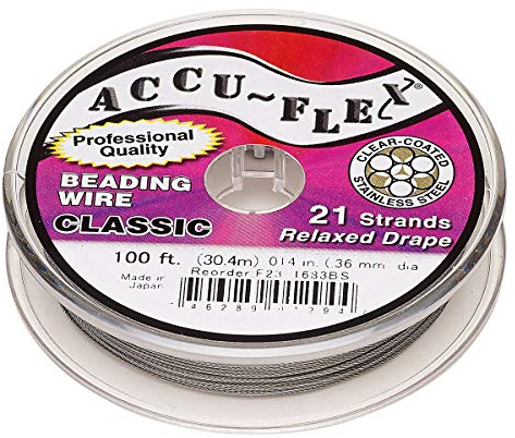 Accu-Flex Perlendraht Edelstahl klar nylonummantelt, 21 litzig, 0,0 cm Durchmesser, 30,5 m Spule