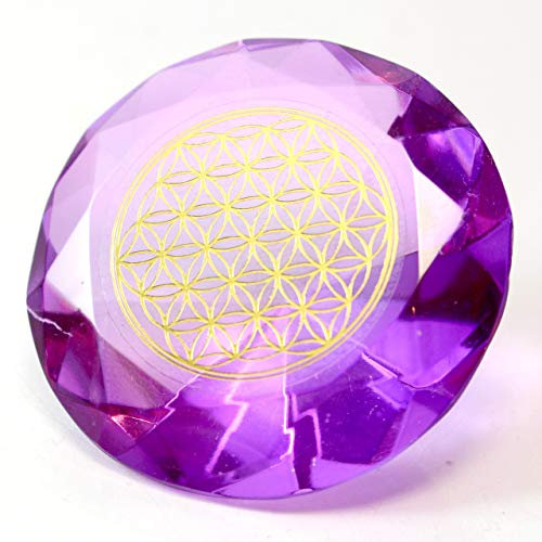 Tachyonen Glas Diamant Blume des Lebens violett 45 Heilige Geometrie Zadkiel 7. Chakra I Urenergie I Chakrenarbeit I Energiearbeit I Heilsitzungen I