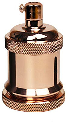 LEDSone E27 Vintage Solid Bulb Socket Ceramics Lamp Holder Edison Screw Light Bulb Socket Adapter Ideal for Vintage Edison Filament Bulbs Antique metal (Rose Gold)