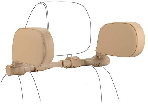 Heapany Car Headrest Pillow, Roadpal Adjustable Sleeping Headrest for Car Seat, Head Neck Support Rest Pillows for Kids Adults Travel, Only fit for Car Seat Headrest with Poles (Ivory White)