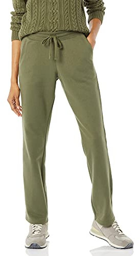 Amazon Essentials Pantaloni Tuta Da Donna A Gamba Dritta Con Coulisse, In Pile (Disponibili In Taglie Forti) Donna, Verde Oliva, L